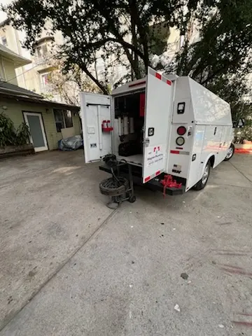 Magnet Plumbing service vehicle on-site for Sewer Line Repair in East Bay